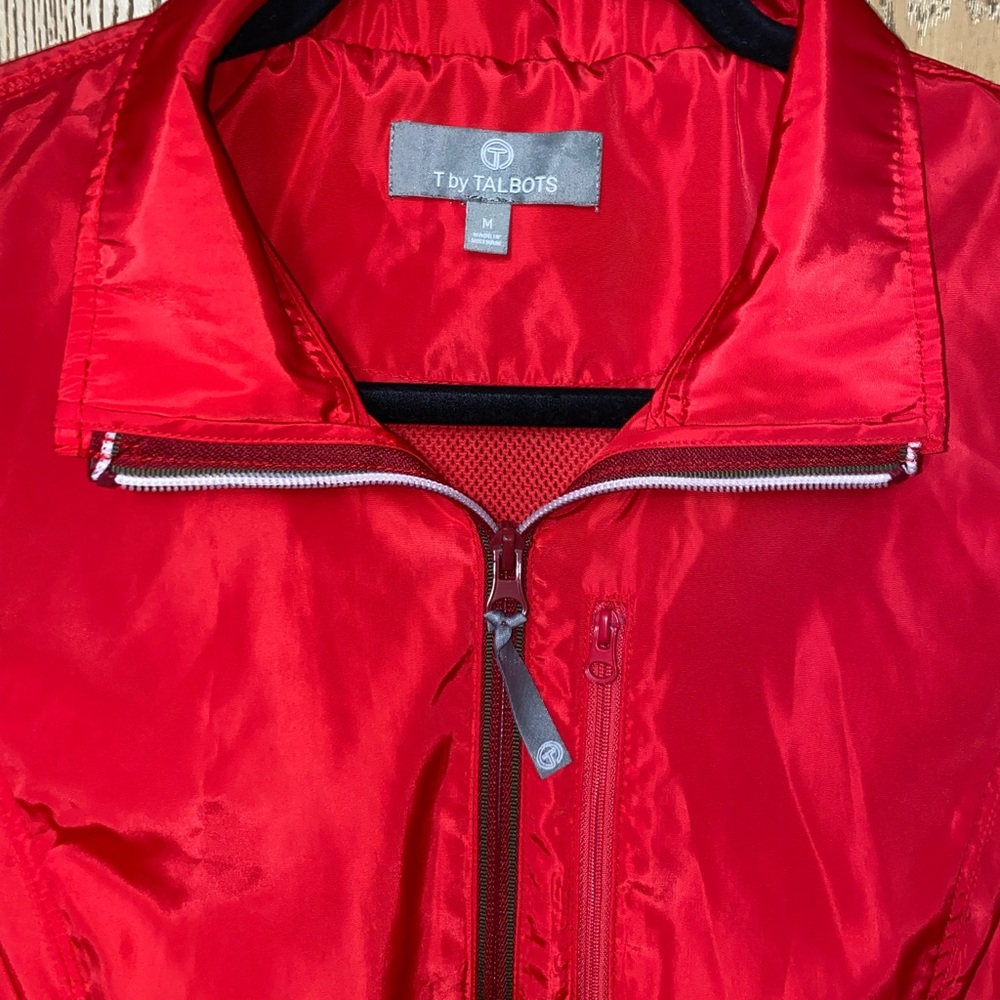 T By Talbots Red Colorblock Windbreaker Jacket - image 3